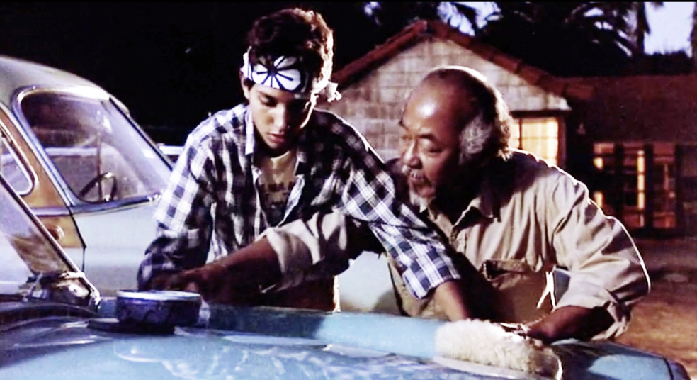 Miyagi-showing-Daniel-How-to-Wax-Cars